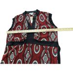 Dress Barn  Top Blouse Tunic 1X Tie Back XL Red White Black Geometric Paisley NWT Photo 5