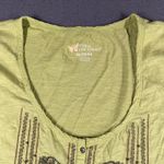 Natural Reflections ‎ Shirt Womens XL Green Embroidered Boho Beaded Scoop Neck Photo 2