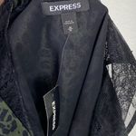 EXPRESS NWT Army Green Black Leopard Animal Print Lace Trim Sleeveless Blouse M Photo 3