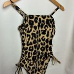 Leopard Print one Piece Swimsuit with high thigh and cheeky bottom Small NWOT Brown Photo 1
