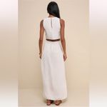 Little Lies Exceptionally Breezy Beige Linen Cutout Maxi Dress With Pockets New White Size L Photo 11