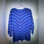 Talbots women's Blue V-Neck Chevron Stripe Cotton Blend Pullover Sweater Size XL Photo 4