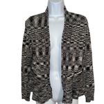 White House | Black Market Black White Marled Knit Open Front Peplum Cardigan XS Photo 1