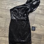 Lulus Shimmering Star Black Sequin One-Shoulder Flutter Sleeve Dress Photo 3