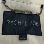 Rachel Zoe Khaki Black Leather Sleeves Double Breasted Blazer Coat Jacket Size 4 Photo 4