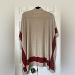 Hinge Oversized Poncho - Beige with Red & Brown Stripes, OSFM (s m l xl) Photo 1
