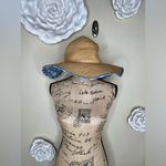 NTM: David & Young Floppy Straw Hat with Blue Floral Print Sz OS Tan Photo 2