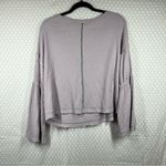 Free People We The Free Light Purple Waffle Knit Dahlia Bell Sleeve Top Photo 5