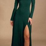 Lulus Lulu’s Forest Green Swept Away Long Sleeve Maxi Dress Size Medium Photo 0
