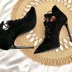Roland Mouret Suede Black Open Toe Heels in Size US 6 Photo 3