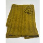 Mud Pie Olive Green Chunky Cable Knit Scarf With Rosette Photo 0