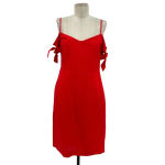 Abercrombie & Fitch Dress Sheath Tie Off the Shoulder Linen Blend Red Size 4 Photo 1