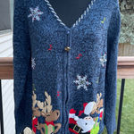 Tiara International Vtg Tiara Ugly Christmas Sweater Cardigan Women’s Large Santa Rudolph Holiday Photo 0