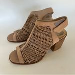 Vince Camuto  Keannie Cutout Leather Open Toe Block Heel Sandal Taupe Boho SZ 8.5 Photo 1
