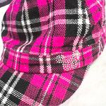 Disney  Parks Rhinestone Mickey Mouse Hot Pink & Black Plaid Cap Women’s Hat Photo 2