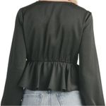 All in Favor  Tie Front Satin Peplum Top - Black Size S Photo 1