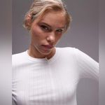Topshop disjointed rib long sleeve tee in white sz xs Photo 6