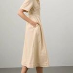 ROSETTA GETTY Beige Twill Cotton Short Sleeve Button Front Dress Size 6 Photo 6
