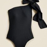 J.Crew NEW  Bow one-shoulder one-piece Swimsuit in black Size 16 BF170 Photo 0