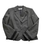 Tahari ASL Blazer Jacket Petite Charcoal Gray Black Lace Trim Career Size 12P Photo 8