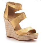 Botkier  Gold Julian Leather Espadrille Wedge Sandals- Size 10 Photo 0