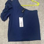 Bobi  One-Shoulder Navy Top Photo 0