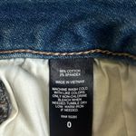 EXPRESS  Denim Shorts Womens 0 Medium Wash Two Tone Frayed Hem Retro Cowgirl Photo 4