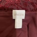 Chico's  Womens Size XL Burgundy Open Front Lace Trim Faux Suede Open Jacket Photo 4