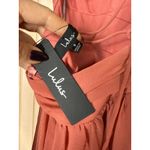 Lulus NWT  Soiree Celebration Rusty Rose Ruffled Lace-Up Maxi Dress Bridesmaid S Photo 4