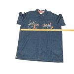 Bobbie Brooks Woman Embroidered Denim Shirt Cottagecore Short Sleeve Top Blue Size 18 Photo 6