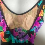 Vintage 60's 70's floral bathing suit skirt dress Black Size L Photo 8