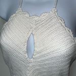 Intermix  White Crochet Halter‎ Tie Neck Bodysuit EUC Size S Photo 2