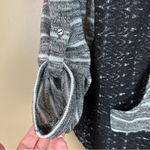 Striped Lace & Lurex Cowl Neck Roll Tab Sleeve Floral Lace Top Medium Gray Photo 4