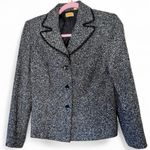 Caslon  Black Blue Tweed Blazer Jacket Womens 6 Fall Preppy Career Classic Photo 0
