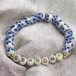 GRANDMA Bracelet handmade glass porcelain beads white and blue Mothers Day Photo 1