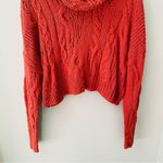 Free People  Cropped Cowl Neck Pullover Knit Sweater Red Sz Medium Photo 2