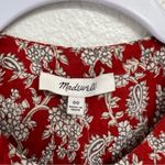 Madewell Pintucked Puff-Sleeve Midi Dress in Red Floral Fall Dress Size 00 NWT Photo 8