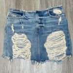 CARMAR Women's Light Wash Distressed Raw Hem Waistbandless Denim Skirt size 25 Photo 0