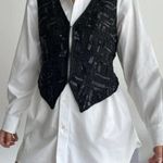 Vintage Silk Beaded Sequin Waistcoat Vest Black Photo 0