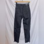 American Eagle AE Black Wash High Waisted Straight Leg Distressed Mom Jean 00 Photo 6