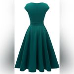 NEW Teal Cocktail Sleeveless Career Modest Midi Dress L NO BELT Blue Size L Photo 1