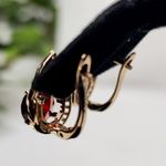 Gold Filled Garnet Red Zirconia Hoop Earrings Photo 2