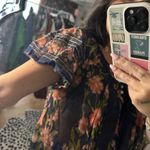 Free People  One Floral Short Sleeve Top Blue Size Medium Photo 4