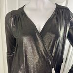 EXPRESS  Womens Gold Metallic V-Neck Long Sleeve Bodysuit Top Size XSmall. #361 Photo 4