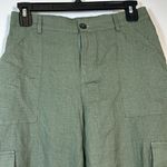A.Peach  Cargo Linen Blend Olive Green Pants Size Small NWT #0617-OC Photo 4