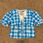 Urban Outfitters Another Girl Gingham Tie-Front Blouse NWT Photo 4