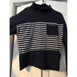 Croft & Barrow Croft & Barrow Navy White Striped Mock Neck Long Sleeve Pocket Sweatshirt Top L Photo 1
