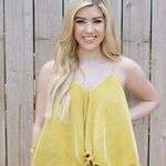 Blue Blush ruffle mustard top new!! Photo 1