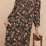 Garnet Hill Jardin Crepe Mini Dress Size XS Brown Floral Fall Boho Photo 0