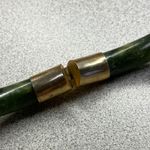 Vintage Jade Bangle Bracelet Gold Plated Clasp Chunky Bold Luck Lucky Green Photo 5